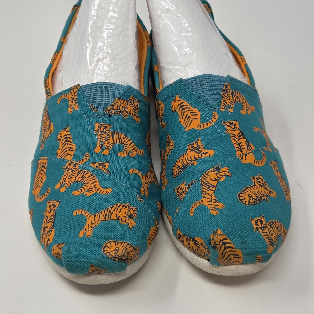 Toms Tiger Print Shoes Canvas Slip On Size 6 Casual Flats Womens Clemson Tigers‎